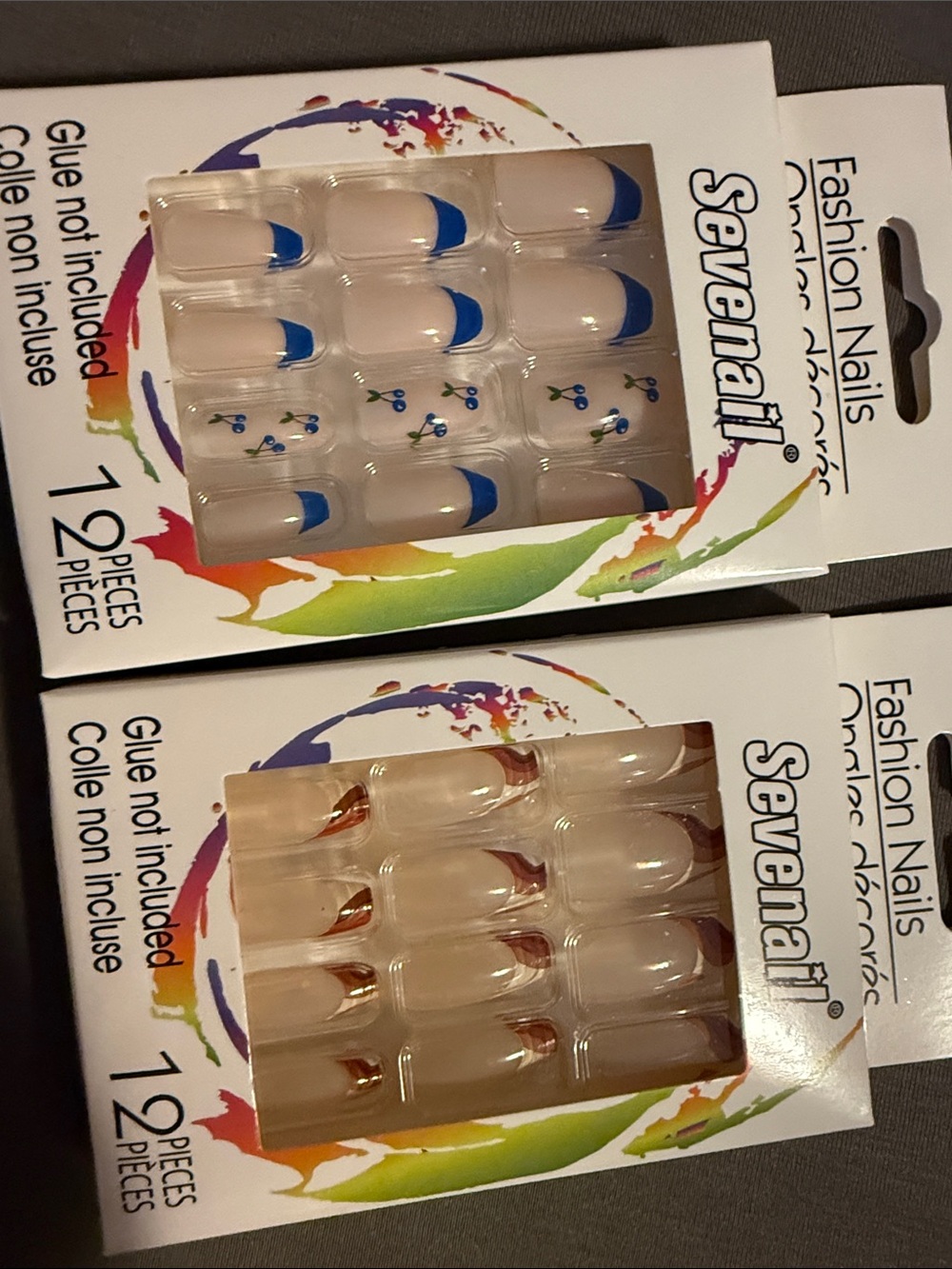Sevenail Fashion Press-On Nails - Blue & Rose Gold Accent Tips